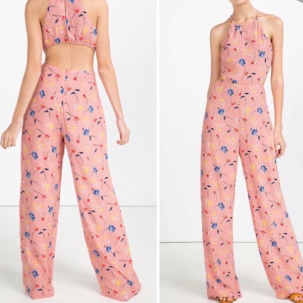 ZARA Floral Cut-Out Pants Jumpsuit NWT - Picture 7 of 9